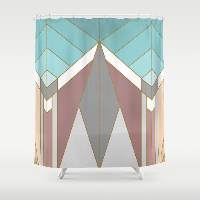 Art Deco G2 Abstract Geometric Shower Curtain By Absentisdesigns