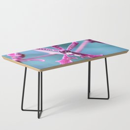 Magenta Pink Orchid On Blue Background Coffee Table