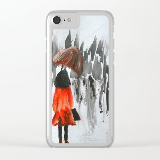 The Girl In The Red Rain Coat (Part 3) Fine Art Acrylic Painting Clear iPhone Case