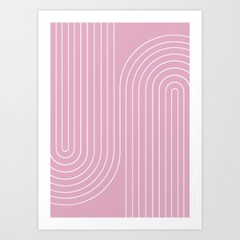 Minimal Line Curvature LXXVI Blush Pink Mid Century Modern Arch Abstract Art Print