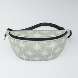 Atomic Age Retro 1950s Starburst Pattern in 50s Celadon Blue Green and Cream Fanny Pack