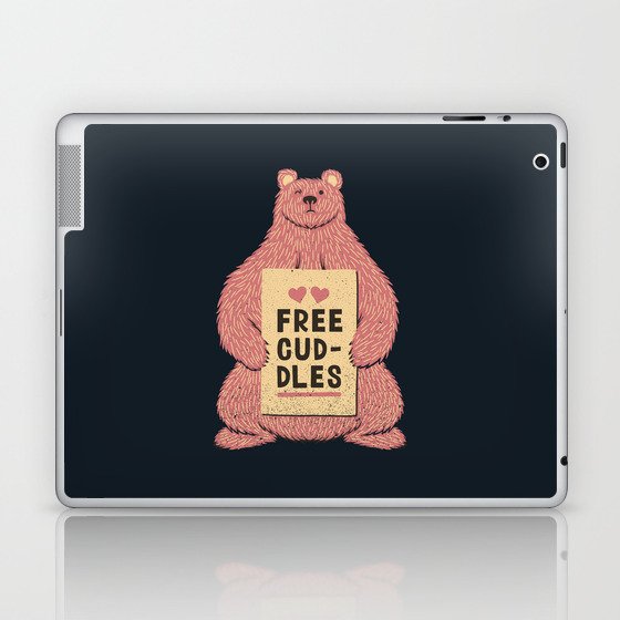 Cute Bear Free Cuddles Pink Laptop & iPad Skin