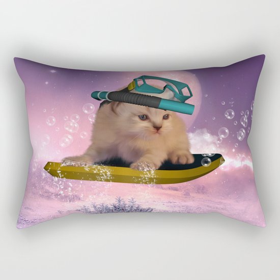 Cute surfing kitten Rectangular Pillow