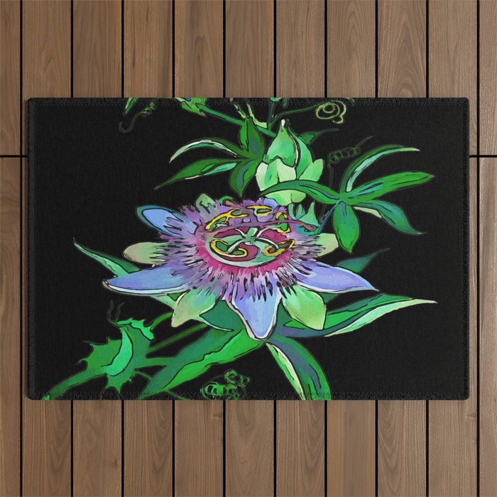 Passion Flower Blossom Outdoor Rug