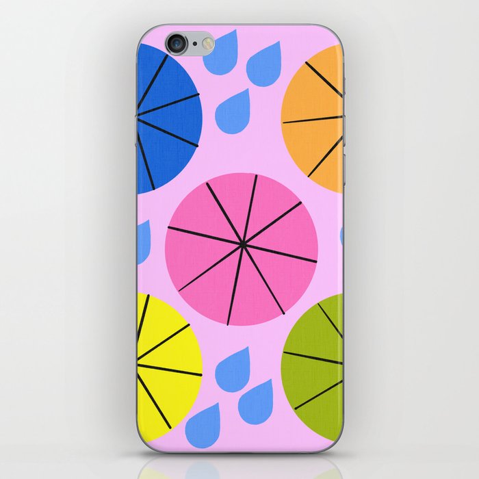 Mid-Century Modern Spring Rainy Day Pink iPhone Skin