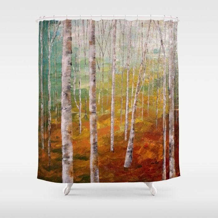 Birch Tree Forest Shower Curtain