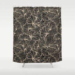 Decorative Leaf Pattern, Floral Prints, Cream and Black Shower Curtain