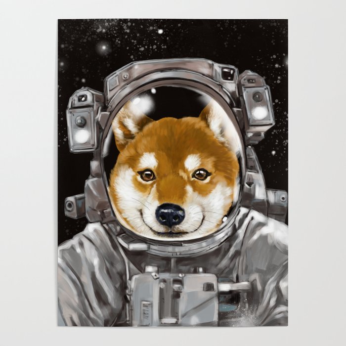 Astronaut Shiba Inu Poster