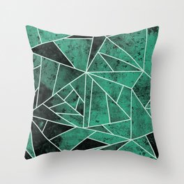 Emerald Green and Black Modern Geometric Pattern Throw Pillow