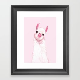 Llama Pink Framed Art Print