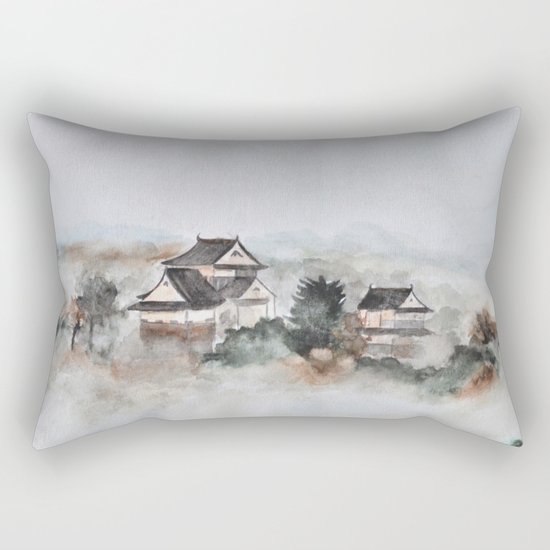 Japanese ancient city in fogging day Rectangular Pillow