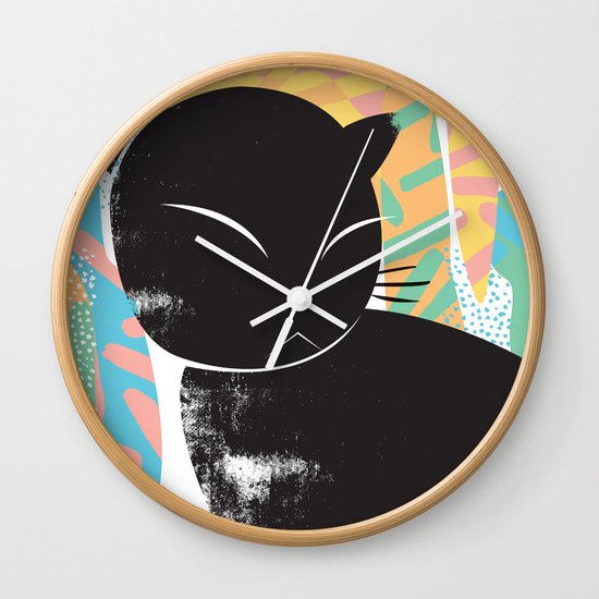 Memphis Cat Wall Clock by Kelsosullivan Society6