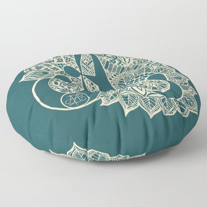 Zentangle A teal Floor Pillow