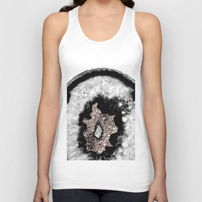 Gray Black White Agate Glitter Glamor #5 (Faux Glitter) #gem #decor #art #society6 Tank Top