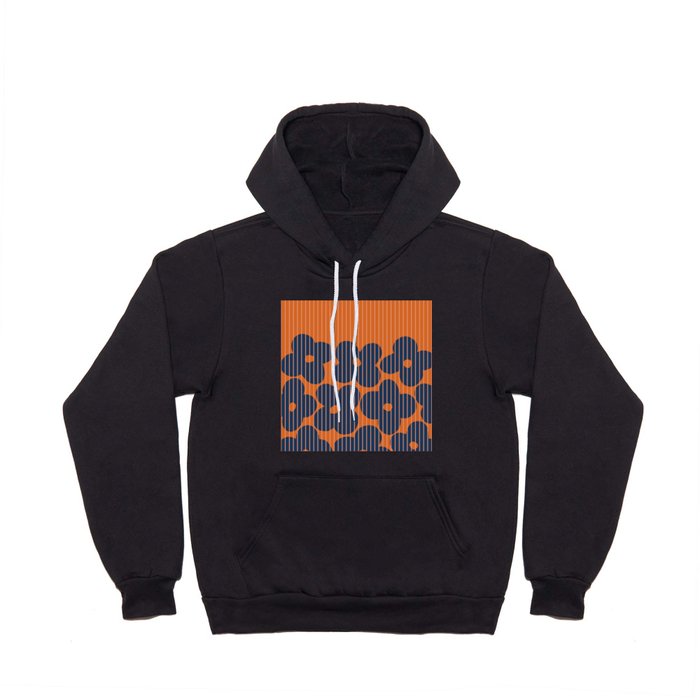 Abstract Floral Patterns 12 in Navy Blue Orange Hoody