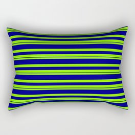 [ Thumbnail: Chartreuse and Blue Colored Lines/Stripes Pattern Rectangular Pillow ]