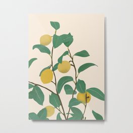 Lemon Metal Print | Bloom, Citrus, Abstract, Illustration, Drawing, Art, Fruit, Modern, Flower, Leaf 