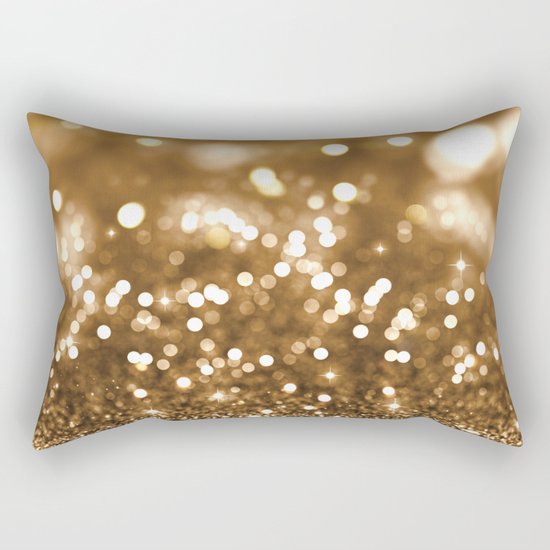Golden Christmas Glitter Rectangular Pillow