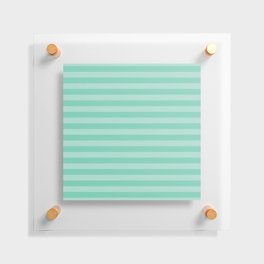 Blue Green Horizontal Summer Cabana Beach Picnic Stripes Floating Acrylic Print