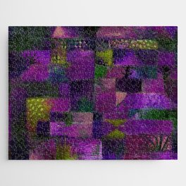 Terraced garden tropical floral Tuscany purple and gold abstract landscape painting by Paul Klee Jigsaw Puzzle