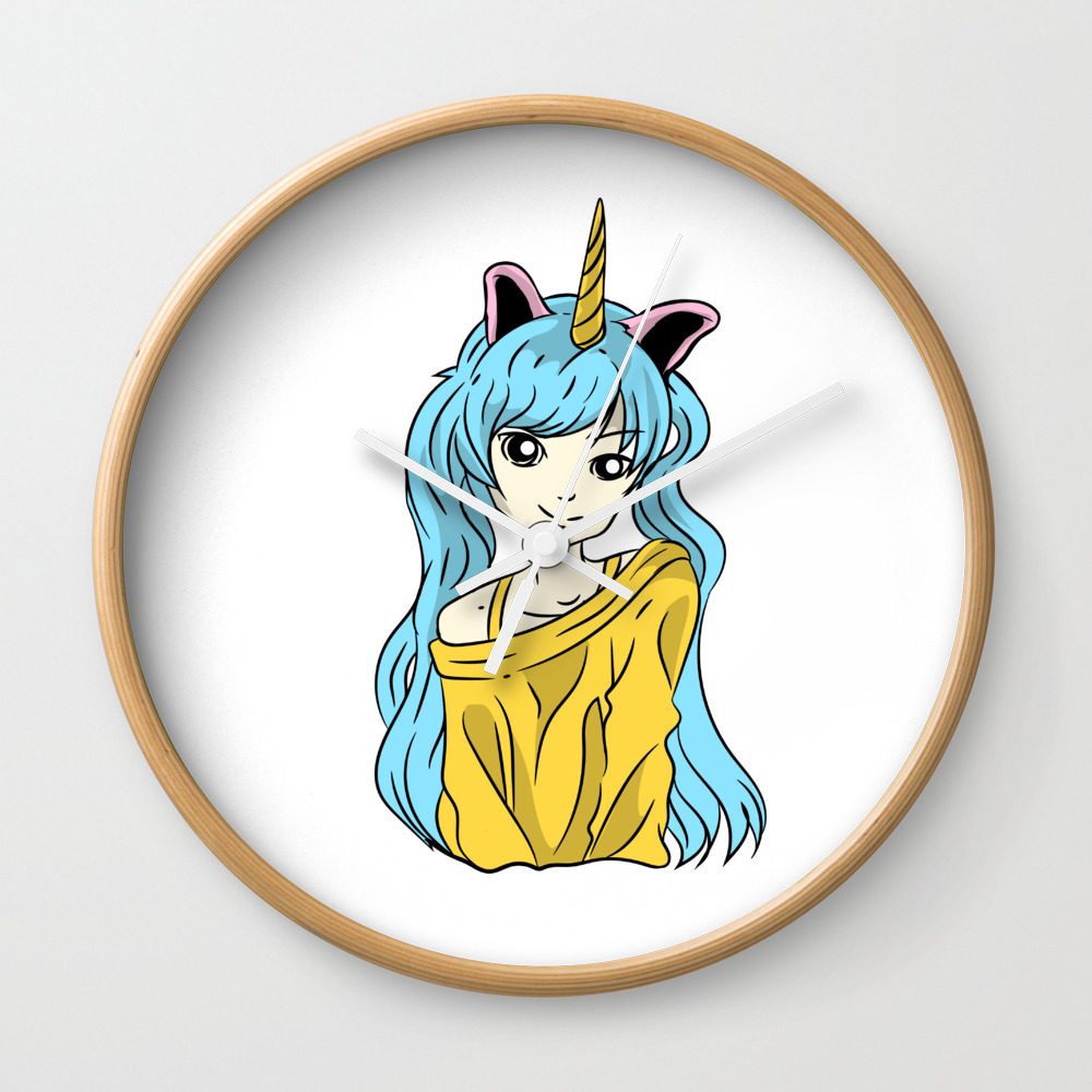 Kawaii Anime Manga Otaku Cosplay Unicorn Gift Wall Clock By