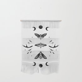 Death Head Moths Night - Black and White Wall Hanging