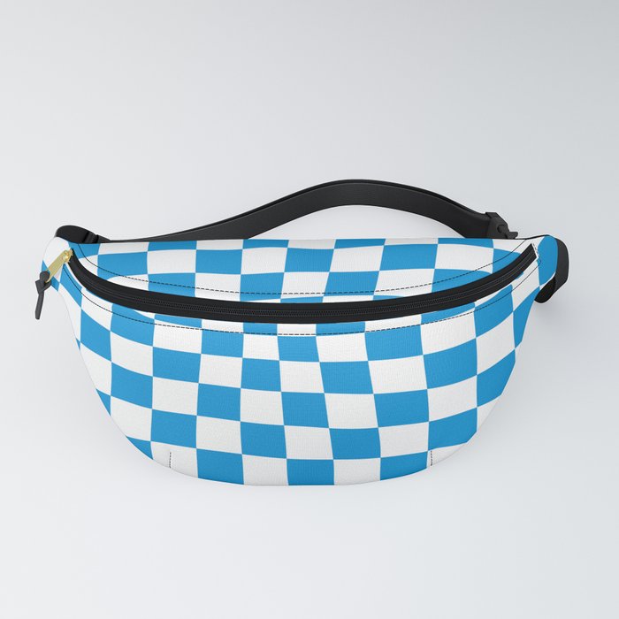 Blue Op Art Check or Checked Background. Fanny Pack
