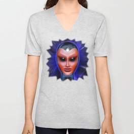 Blue Alien Mental Energy V Neck T Shirt