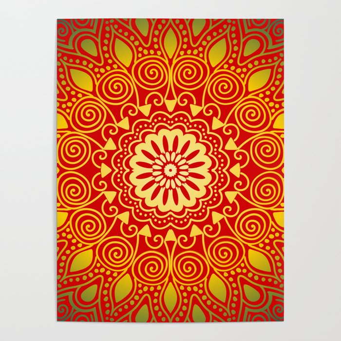 Sunny Red'n Yellow Mandala Poster