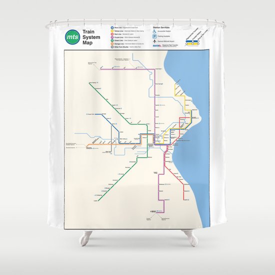 Milwaukee Transit System Map Shower Curtain