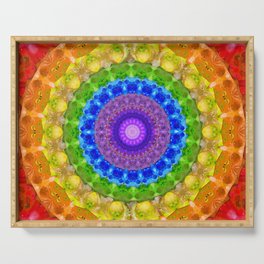 Colorful Art Chakra Mandala 2  Serving Tray