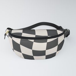 Black and White Wavy Checkered Pattern Fanny Pack