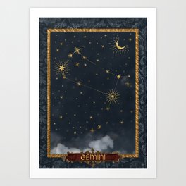 Gemini Constellation  Renaissance Tableaux Art Print