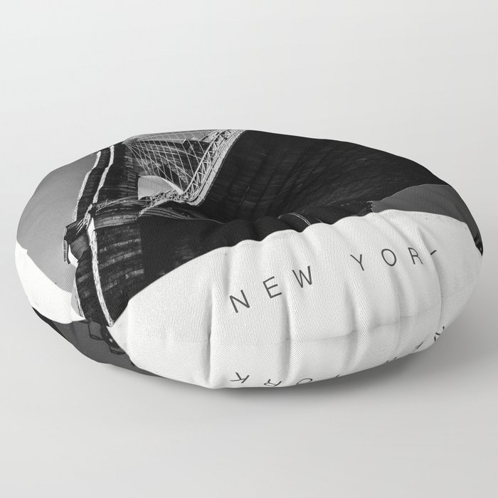 Brooklyn Bridge in New York City black and white Floor Pillow