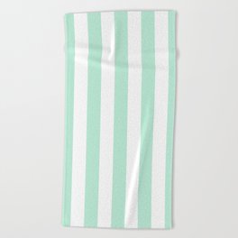 Mint green and White stripes-vertical Beach Towel