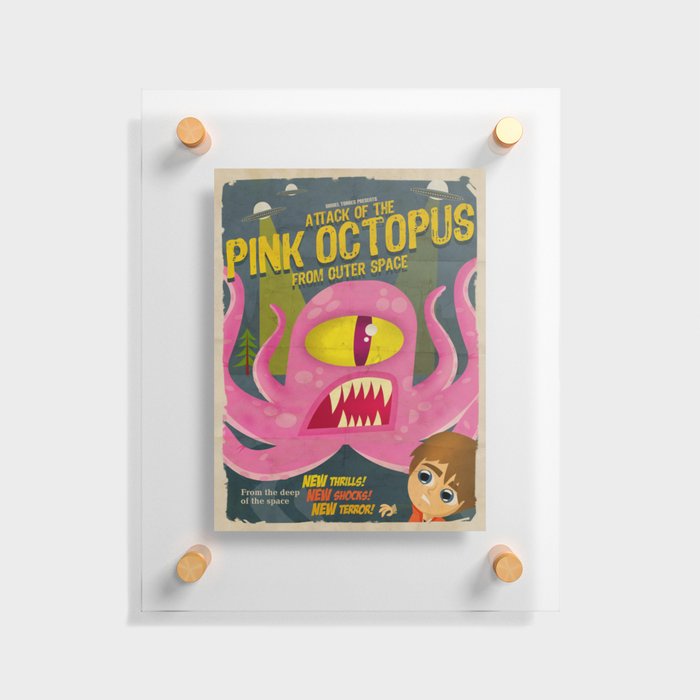 Pink octopus from outer space Floating Acrylic Print