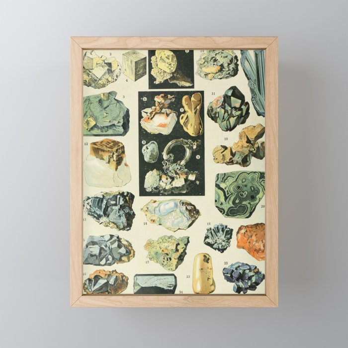 Vintage Minerals Chart Framed Mini Art Print