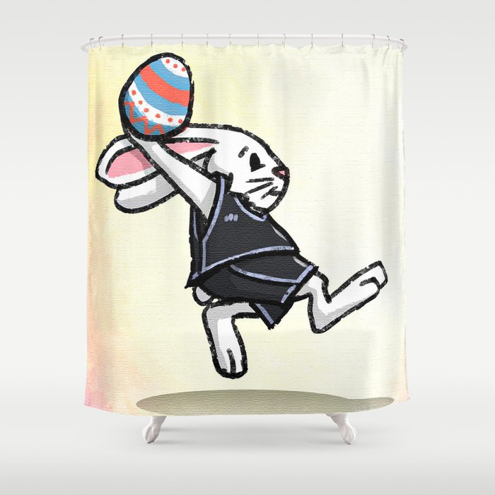 Basketball Bunny Rabbit  Shower Curtain