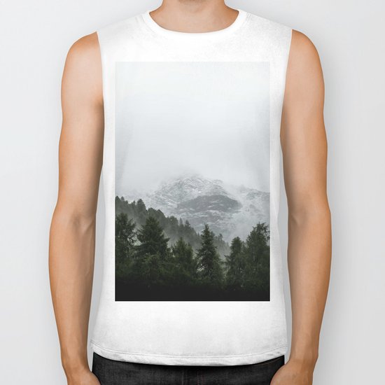 Faded Forest Landscape Biker Tank