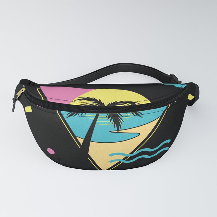 Memphis pattern 42 80s 90s Retro palm tree summer Fanny Pack by Studio Memphis Waves Society6