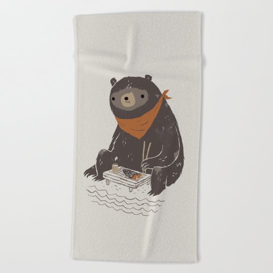 sushi bear Beach Towel