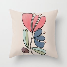 Retro Abstract Floral Print, Vol 1 of 5 Throw Pillow