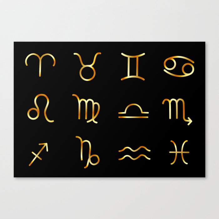 Zodiac constellations symbols in gold Canvas Print