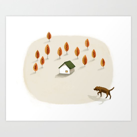 The little house surrounded by trees Art Print