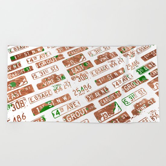 Car plates Beach Towel