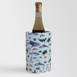 SEA CREATURES poster with names Wine Chiller