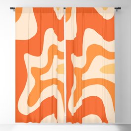 Retro Liquid Swirl Abstract Pattern Square Tangerine Orange Tones Blackout Curtain