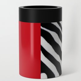 Black white and red zebra print monochrome Can Cooler
