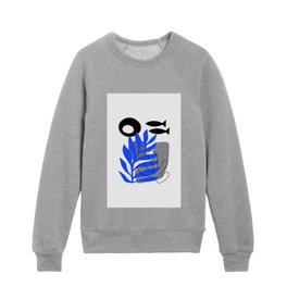 Blue coral cut out inspired by matisse Kids Crewneck