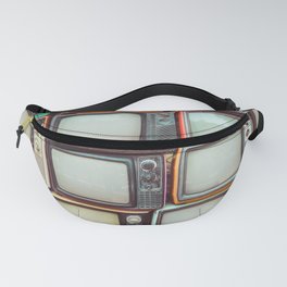 Wall of pile colorful retro television Fanny Pack